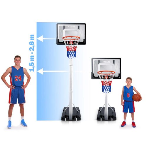 Kosárlabda kosár 150-260cm állítható szabadon álló stabil mobil Neo-Sport NS-281