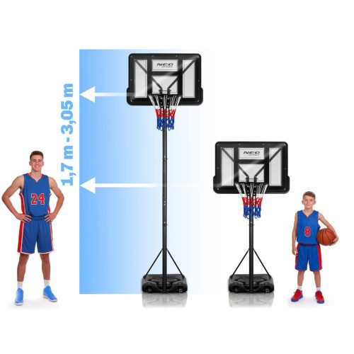 Állítható kosárlabda kosár 170-305cm, stabil, nagy, Neo-Sport NS-283
