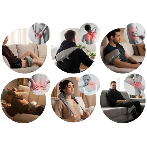 Neo-Sport NS-505 vezeték nélküli nyak- és hátmasszírozó shiatsu készülék 3 fűtési móddal