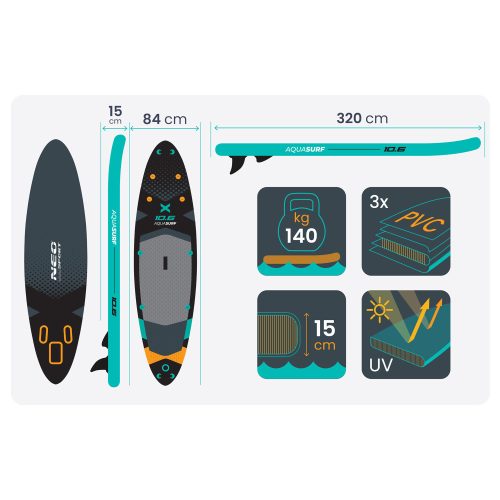Neo-Sport Aquasurf SUP deszka 320 x 84 x 15 cm 170207