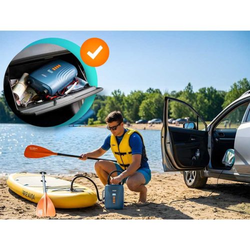 Elektromos pumpa SUP felfújható csónak matrachoz + 6 db 12V-os adapter Neo-Sport NS-713