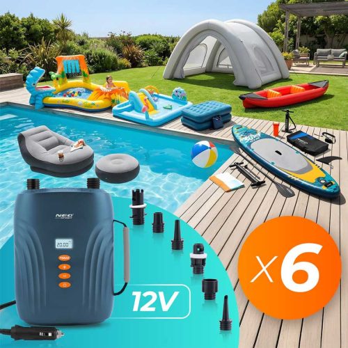 Elektromos pumpa SUP felfújható csónak matrachoz + 6 db 12V-os adapter Neo-Sport NS-713
