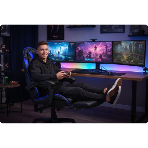 Sofotel Draknor II gamer szék, fekete és kék