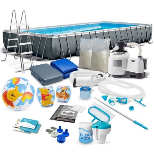 Keretes kerti medence 975 x 488 x 132 cm 21 az 1-ben INTEX 26374 + INGYENES robogó