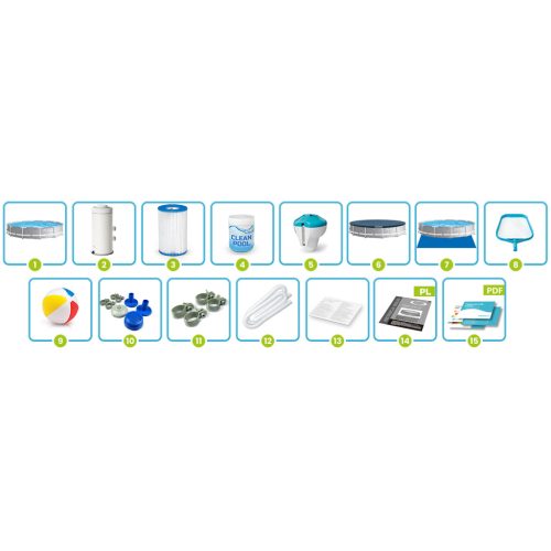 Keretes kerti medence 366 x 76 cm 16 az 1-ben INTEX 26712 + buborékgép INGYEN