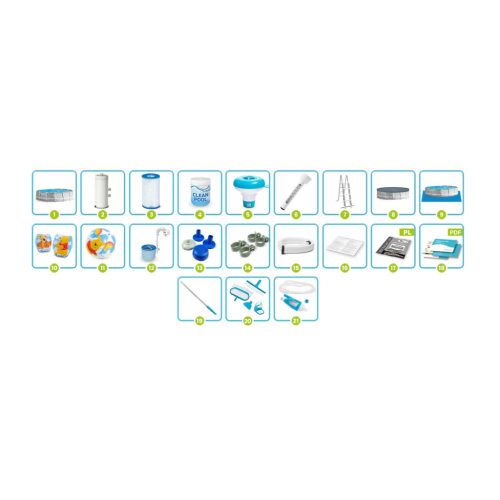 Keretes kerti medence 457 x 107 cm 21 az 1-ben INTEX 26724