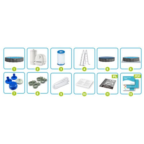 Keretes kerti medence 549 x 122 cm 12 az 1-ben INTEX 26744