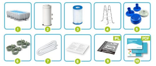 Prism Frame keretes kerti medence 300 x 175 x 80 cm 4 az 1-ben INTEX 26784