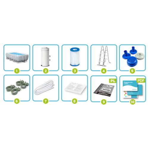 Keretes kerti medence 400 x 200 x 122 cm 10 az 1-ben INTEX 26790