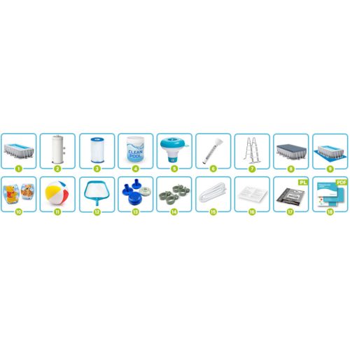 Prizma keret keret Kerti medence 488 x 244 x 107 cm 18 az 1-ben INTEX 26792