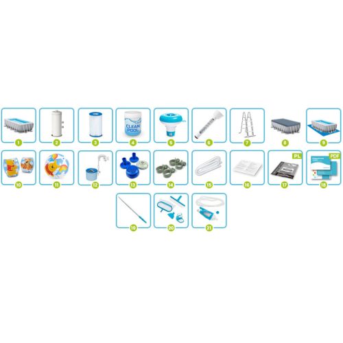 Téglalap alakú medence 488x244x107cm 21 az 1-ben INTEX 26792