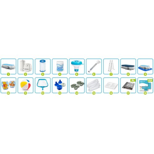 Téglalap alakú medence 503x274x122cm 18 az 1-ben INTEX 26796