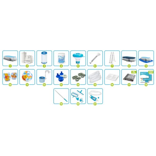 Téglalap alakú medence 503x274x122cm 21 az 1-ben Intex 26796