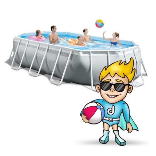 Keretes kerti medence 503 x 274 x 122 cm 21 az 1-ben Intex 26796 + buborékgép INGYEN