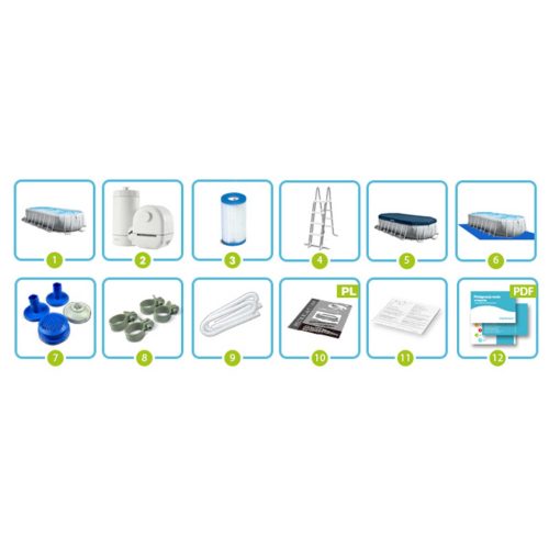 Keretes kerti medence 610x305cm 6in1 INTEX 26798