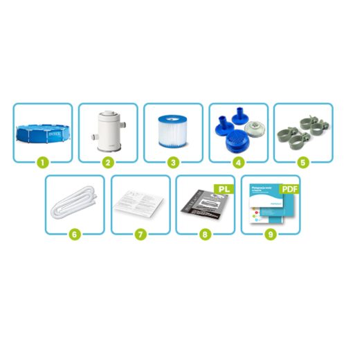 Keretes kerti medence 305 x 76 cm 9 az 1-ben INTEX 28202