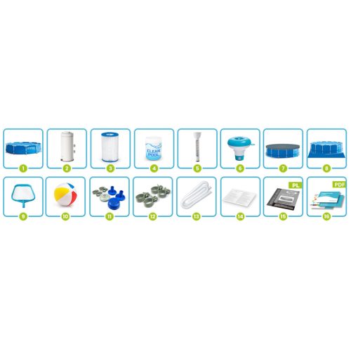 Keretes kerti medence 366 x 76 cm 16 az 1-ben INTEX 28212