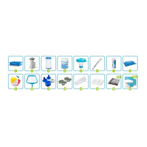 Keretes kerti medence 220 x 150 x 60 cm 15 az 1-ben INTEX 28270