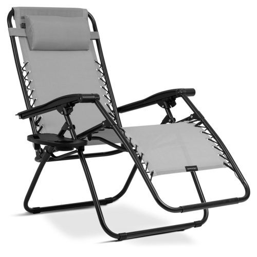 Sofatel ChillWell összecsukható kerti nyugágy párnával, szürke