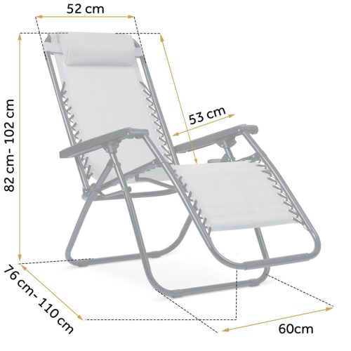 Sofatel ChillWell összecsukható kerti nyugágy párnával, szürke