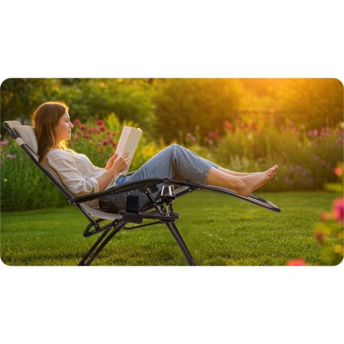 Sofatel ChillWell összecsukható kerti nyugágy párnával, szürke