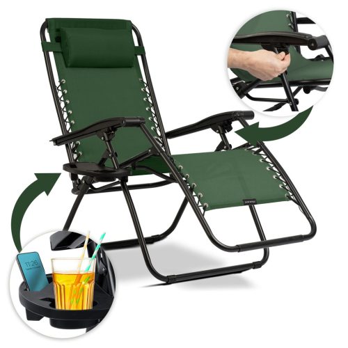 Sofotel ChillWell összecsukható kerti nyugágy párnával, zöld