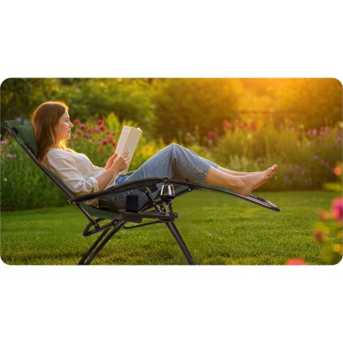 Sofotel ChillWell összecsukható kerti nyugágy párnával, zöld