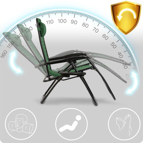 Sofotel ChillWell összecsukható kerti nyugágy párnával, zöld