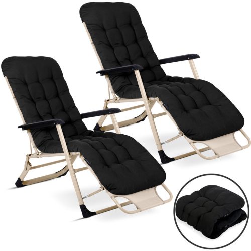 Összecsukható kerti nyugágy párnával Sofotel ChillWell, 2 db-os készlet, fekete