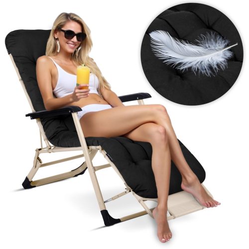 Összecsukható kerti nyugágy párnával Sofotel ChillWell, 2 db-os készlet, fekete