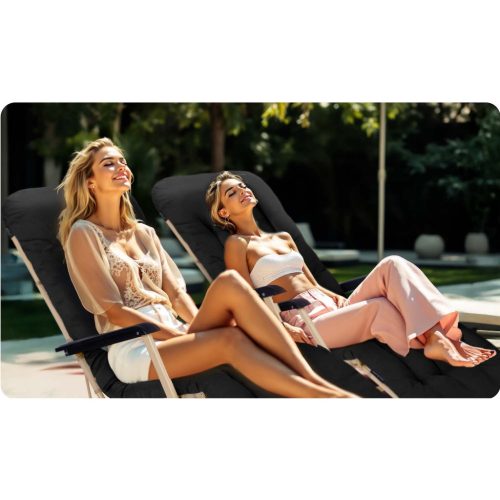 Összecsukható kerti nyugágy párnával Sofotel ChillWell, 2 db-os készlet, fekete