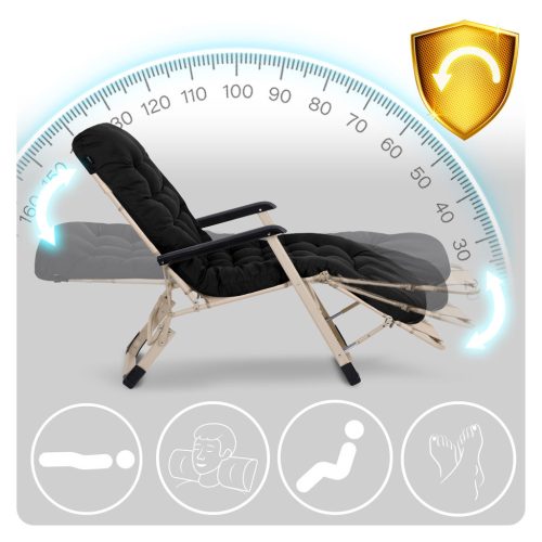 Összecsukható kerti nyugágy párnával Sofotel ChillWell, 2 db-os készlet, fekete