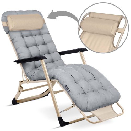 Sofotel ChillWell összecsukható kerti nyugágy párnával, világosszürke