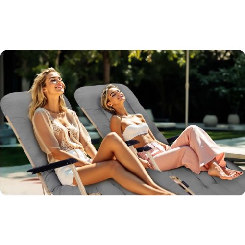 Sofotel ChillWell összecsukható kerti nyugágy párnával, világosszürke