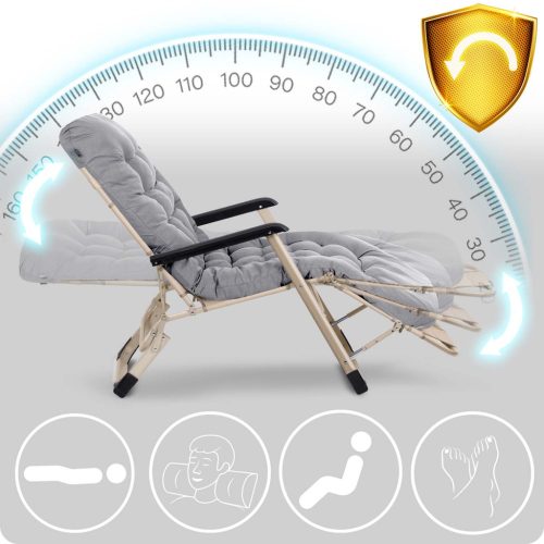 Sofotel ChillWell összecsukható kerti nyugágy párnával, világosszürke