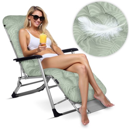 Sofotel ChillWell összecsukható kerti nyugágy párnával, világoszöld