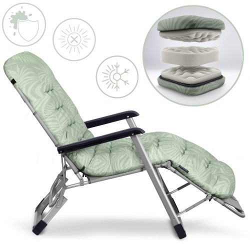 Sofotel ChillWell összecsukható kerti nyugágy párnával, világoszöld