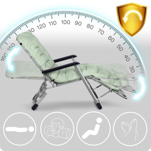 Sofotel ChillWell összecsukható kerti nyugágy párnával, világoszöld