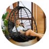 Tihuana fekete függő kerti szék + fekete párnák Sofotel
