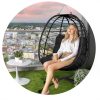 Tihuana fekete függő kerti szék + fekete párnák Sofotel