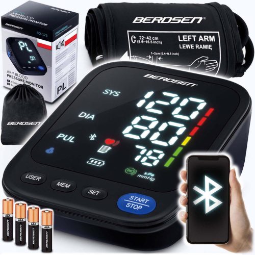 Felsőkar vérnyomásmérő lengyel üzenetekkel és Bluetooth BD-123 Berdsen