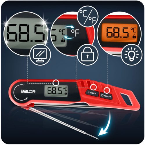 Konyhai hőmérő húshoz, tűszonda, Baldr BD-130