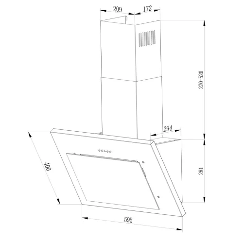 Kémény páraelszívó 60 cm Berdsen BT-215 fekete