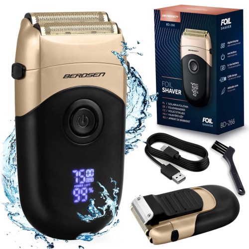 Barber Master elektromos borotva,  60 perc üzemidő , USB-C gyorstöltés, fekete és arany - Berdsen BD-266