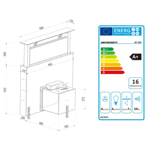 Munkalapos páraelszívó 90cm fekete BT-290