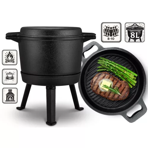 Öntöttvas üst, kivehető, 8 literes edény + serpenyő grillsütő BD-480 348000