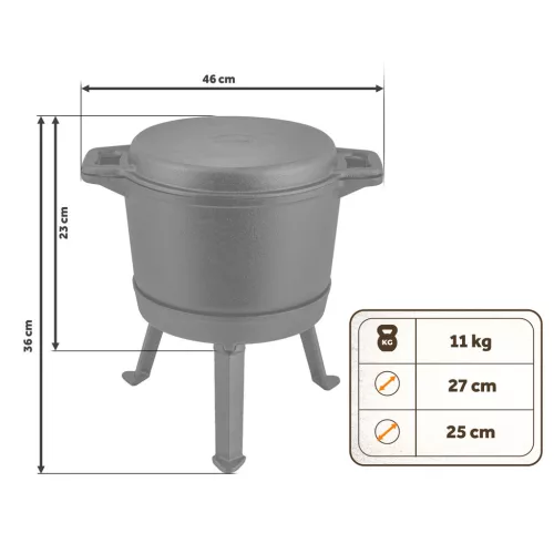 Öntöttvas zománcozott edény 8l álló + grillserpenyő BD-480 348010