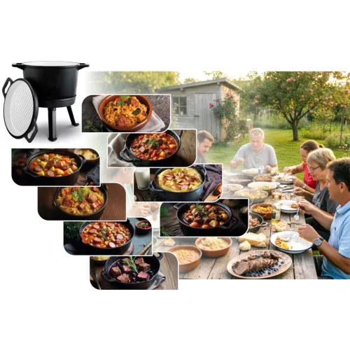 Öntöttvas zománcozott edény 8l álló + grillserpenyő BD-480 348010