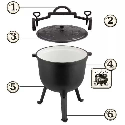 Öntöttvas zománcozott edény 8l tábortüzes grillhez BD-481 348100
