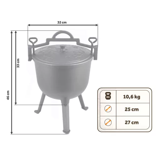 Öntöttvas zománcozott edény 8l tábortüzes grillhez BD-481 348100